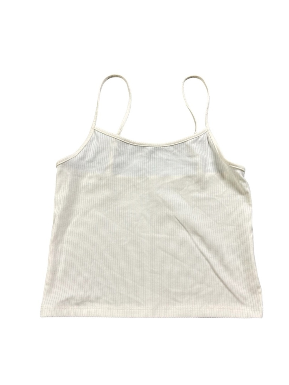 American Eagle Ribbed Cropped Tank Top White XS Spaghetti Strap
